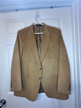 Kingsridge Camel Tan Suede-Look Sport Coat Blazer